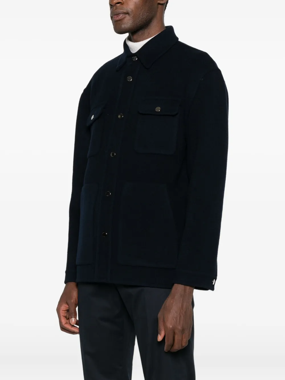 Paolo Pecora Buttoned Wool Coat In Black