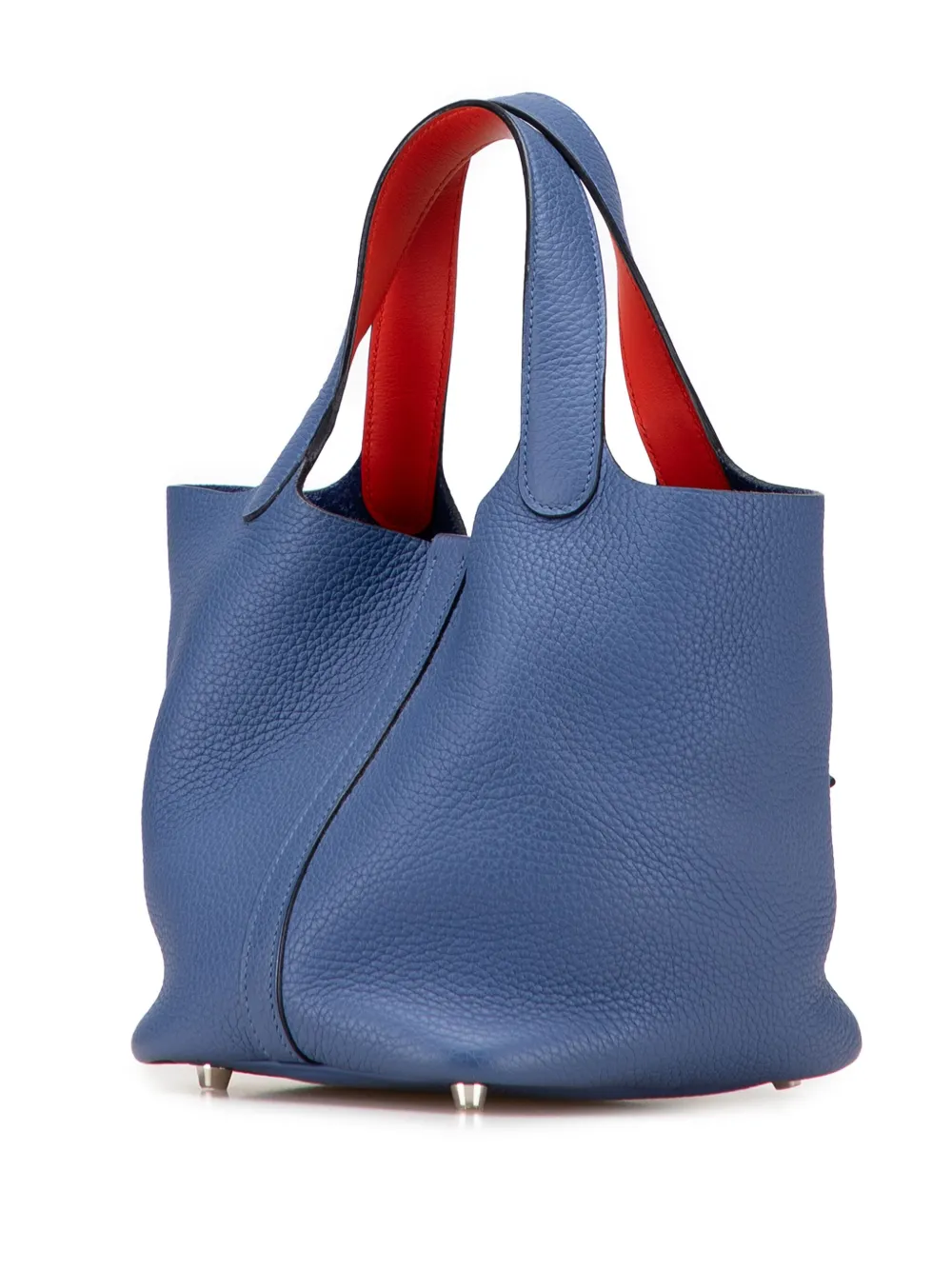 Pre-owned Hermes 2017 Clemence And Swift Picotin Lock 18 Eclat Handbag In Blue