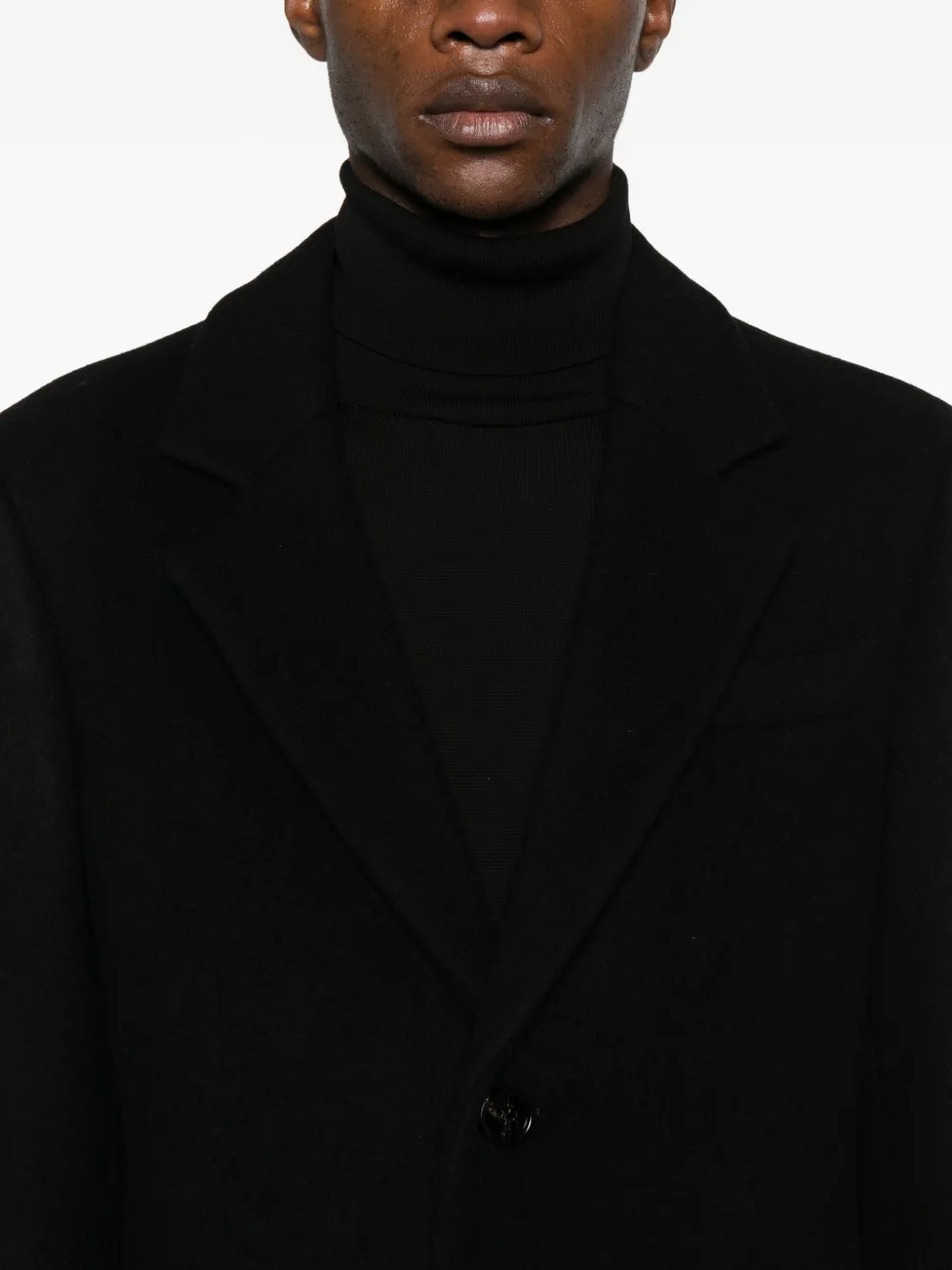 Burberry Wollen mantel met enkele rij knopen A1189 BLACK