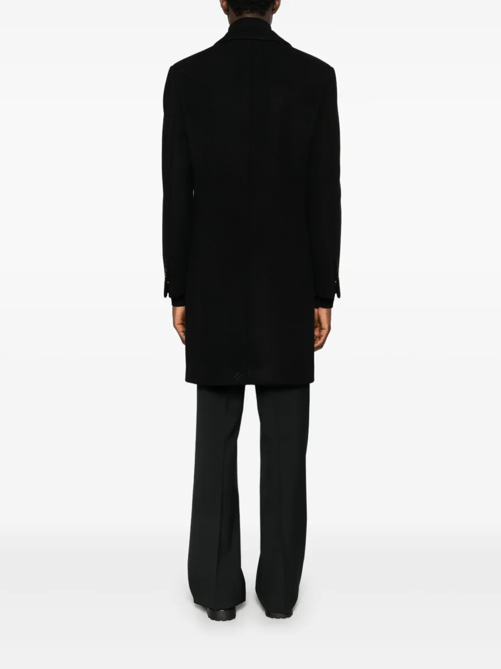 Burberry Wollen mantel met enkele rij knopen A1189 BLACK