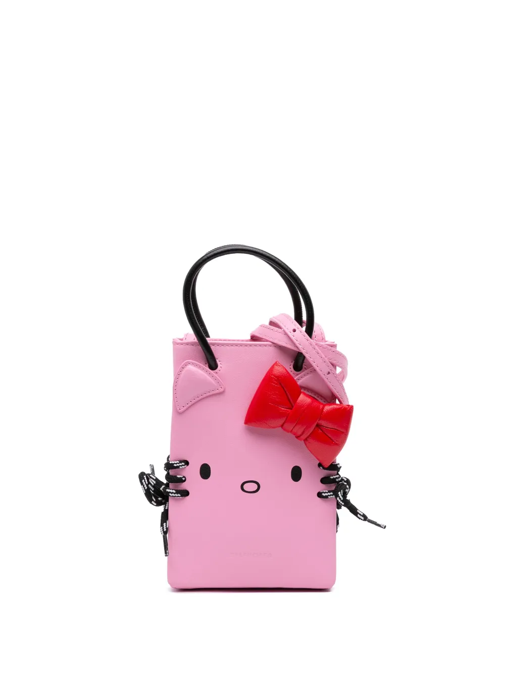 Мини-сумка-держатель для телефона Hello Kitty Shopping из телячьей кожи 2020 года выпуска, бывшая в употреблении у Balenciaga