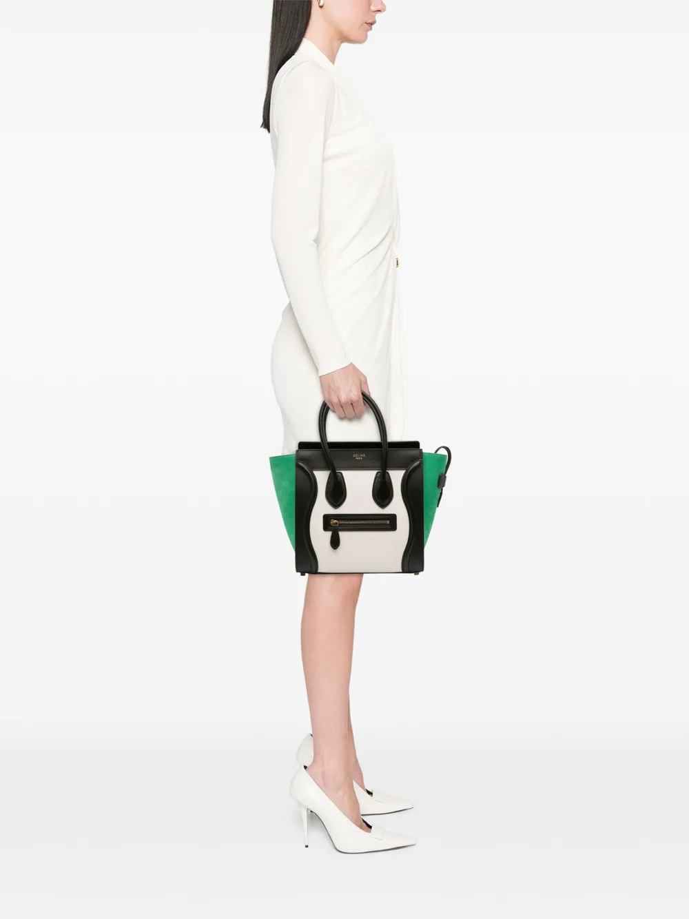Celine Pre-Owned 2014-2015 Micro Tricolor Nubuck and Calfskin Luggage tote bag | Pre-Owned | Image 2