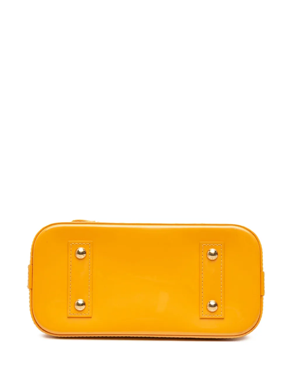 Pre-owned Louis Vuitton 2012 Monogram Vernis Alma Bb Satchel In Yellow