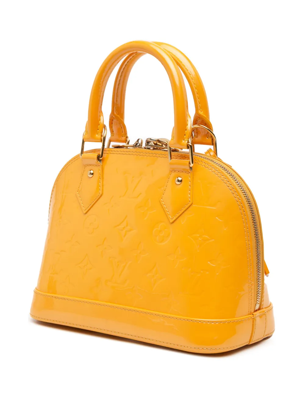 Pre-owned Louis Vuitton 2012 Monogram Vernis Alma Bb Satchel In Yellow