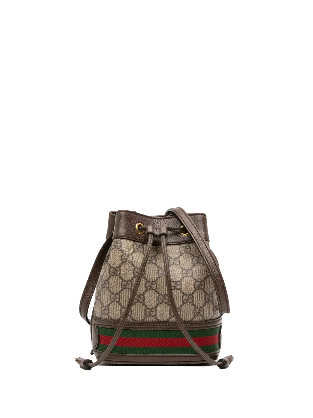 Gucci Pre-Owned 2016-2025 Mini GG Supreme Web Ophidia bucket bag | Brown | Image 1