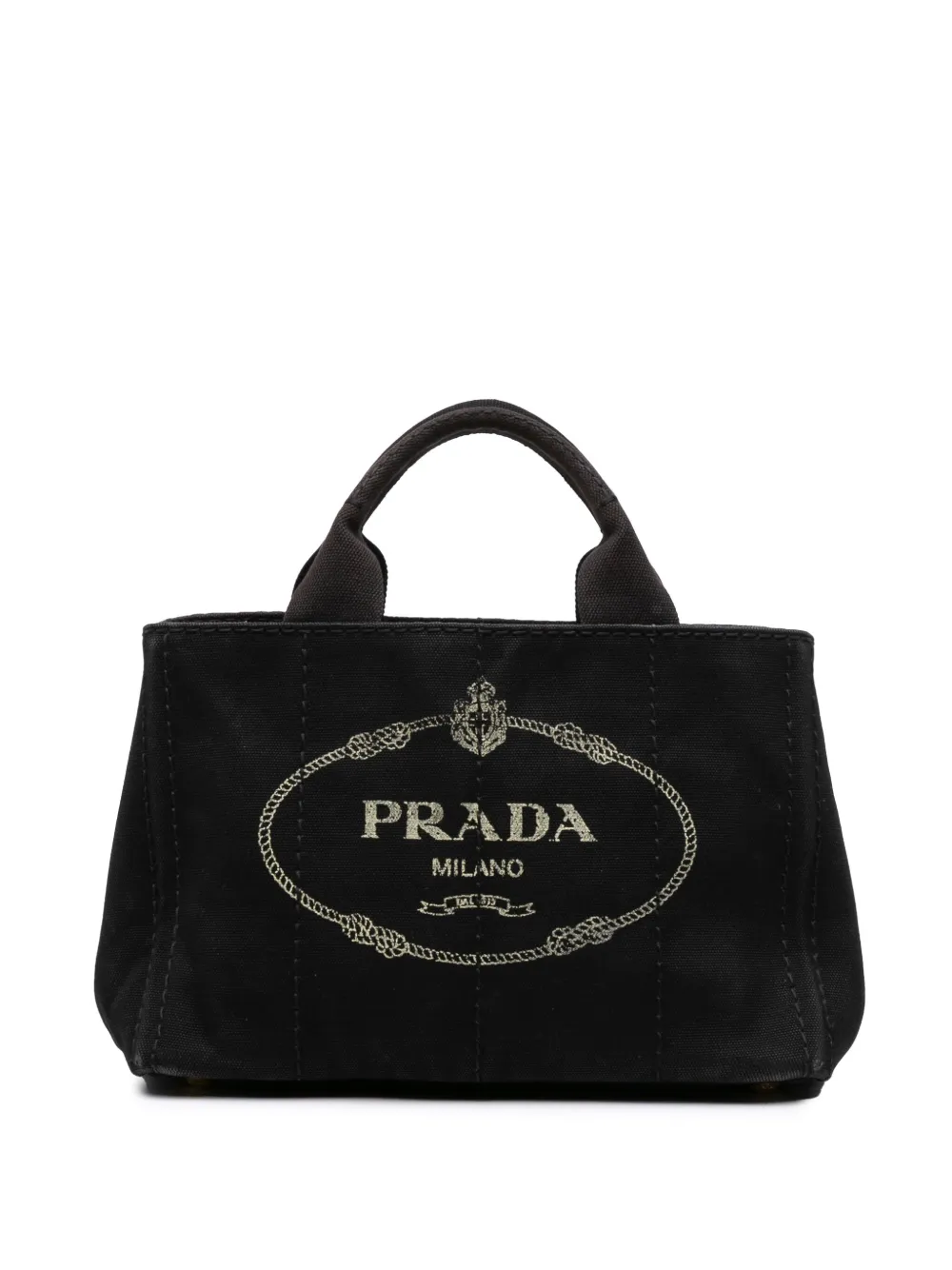 Pre-owned Prada 2013-2025 Small Canvas Canapa Logo Satchel In Black