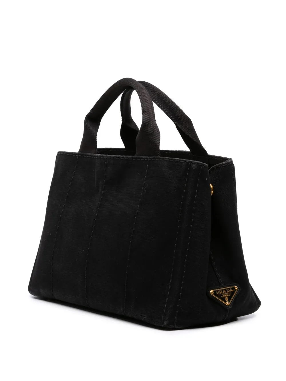 Pre-owned Prada 2013-2025 Small Canvas Canapa Logo Satchel In Black