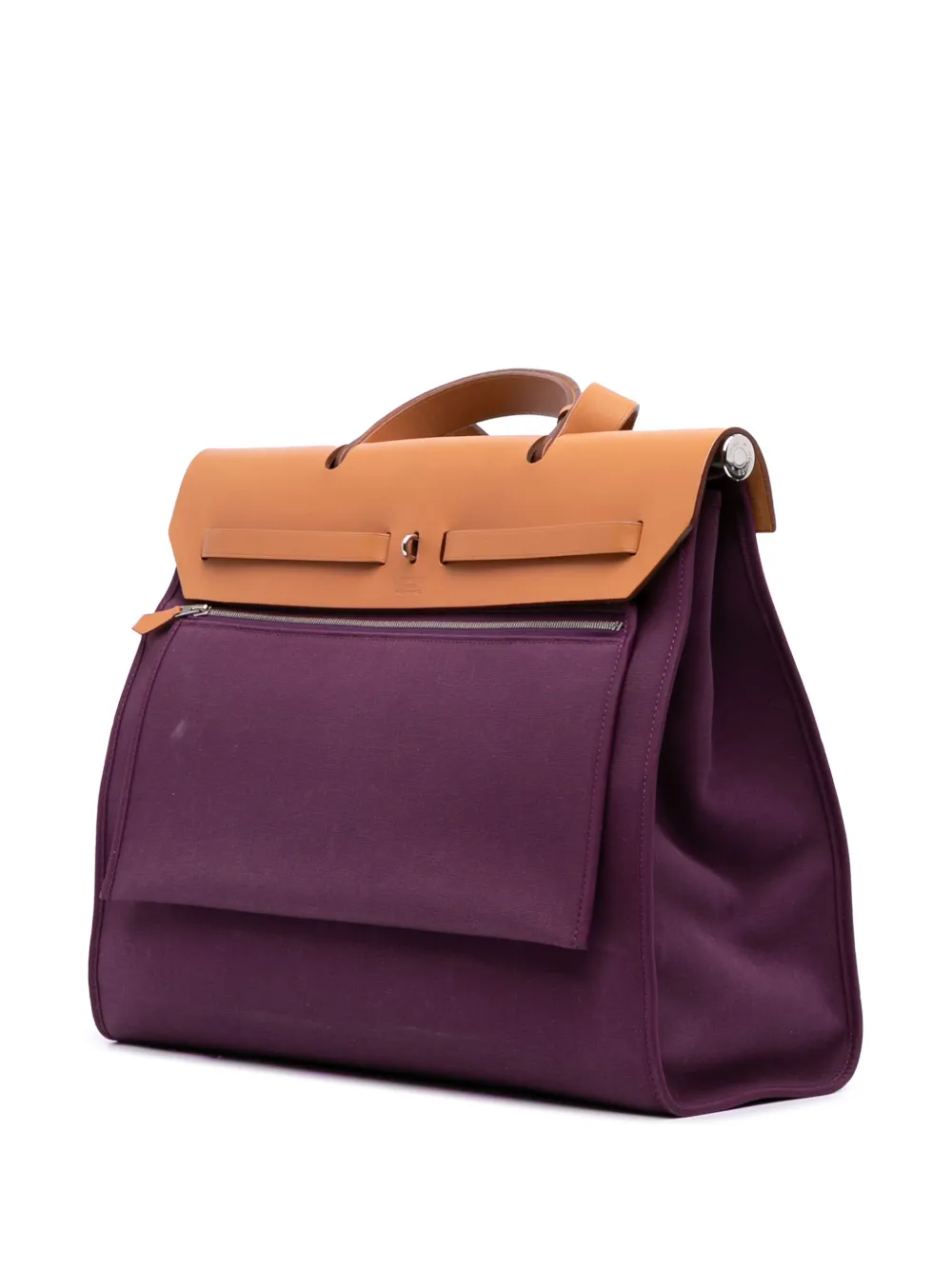 Pre-owned Hermes 2013 Toile Herbag Zip 39 Satchel In Purple