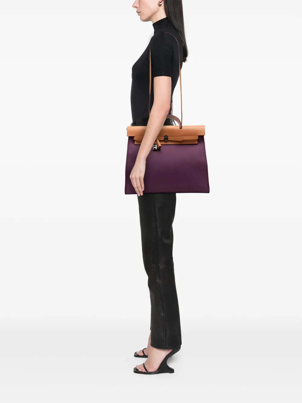 Pre-owned Hermes 2013 Toile Herbag Zip 39 Satchel In Purple