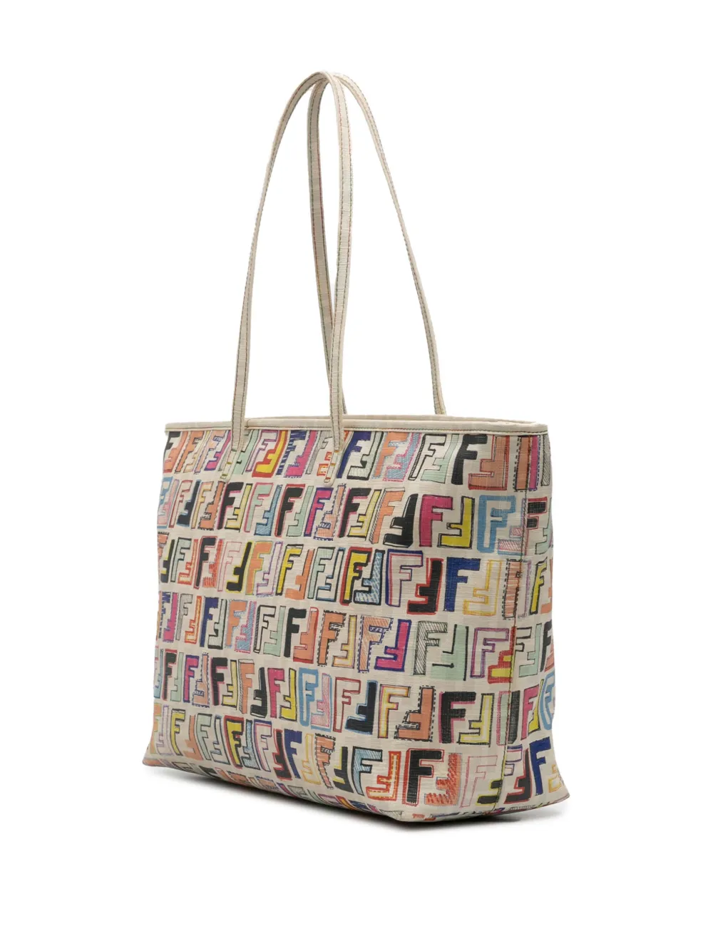 Pre-owned Fendi 2000-2010 Medium Multicolor Zucca Spalmati Roll Tote Bag