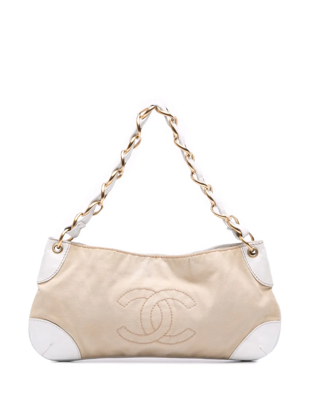 CHANEL Pre-Owned Borsa a spalla Olsen in tela 2003-2004 - Bianco