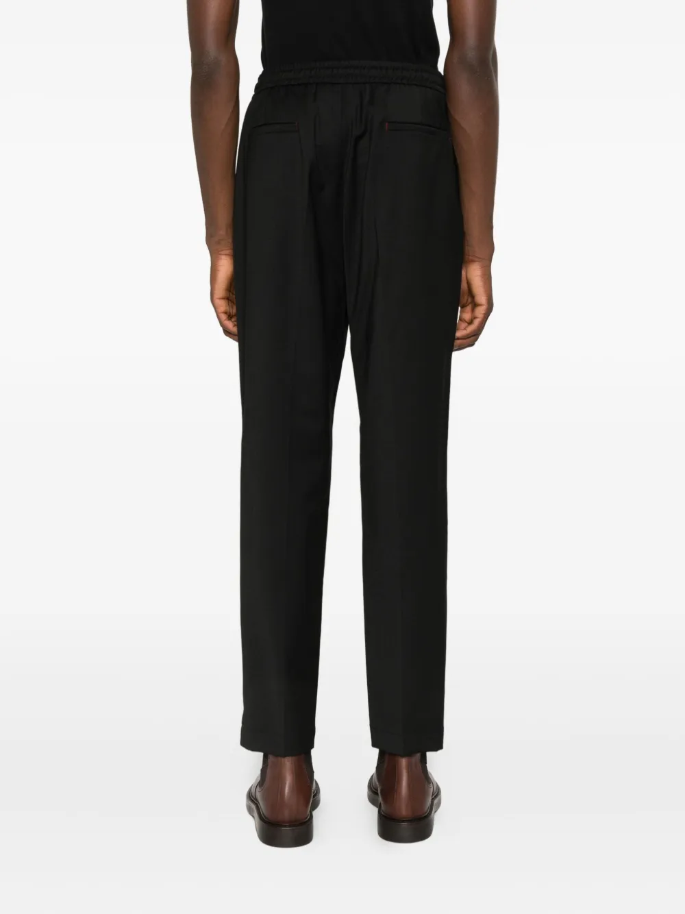 Amaranto Drawstring Straight-leg Trousers In Black