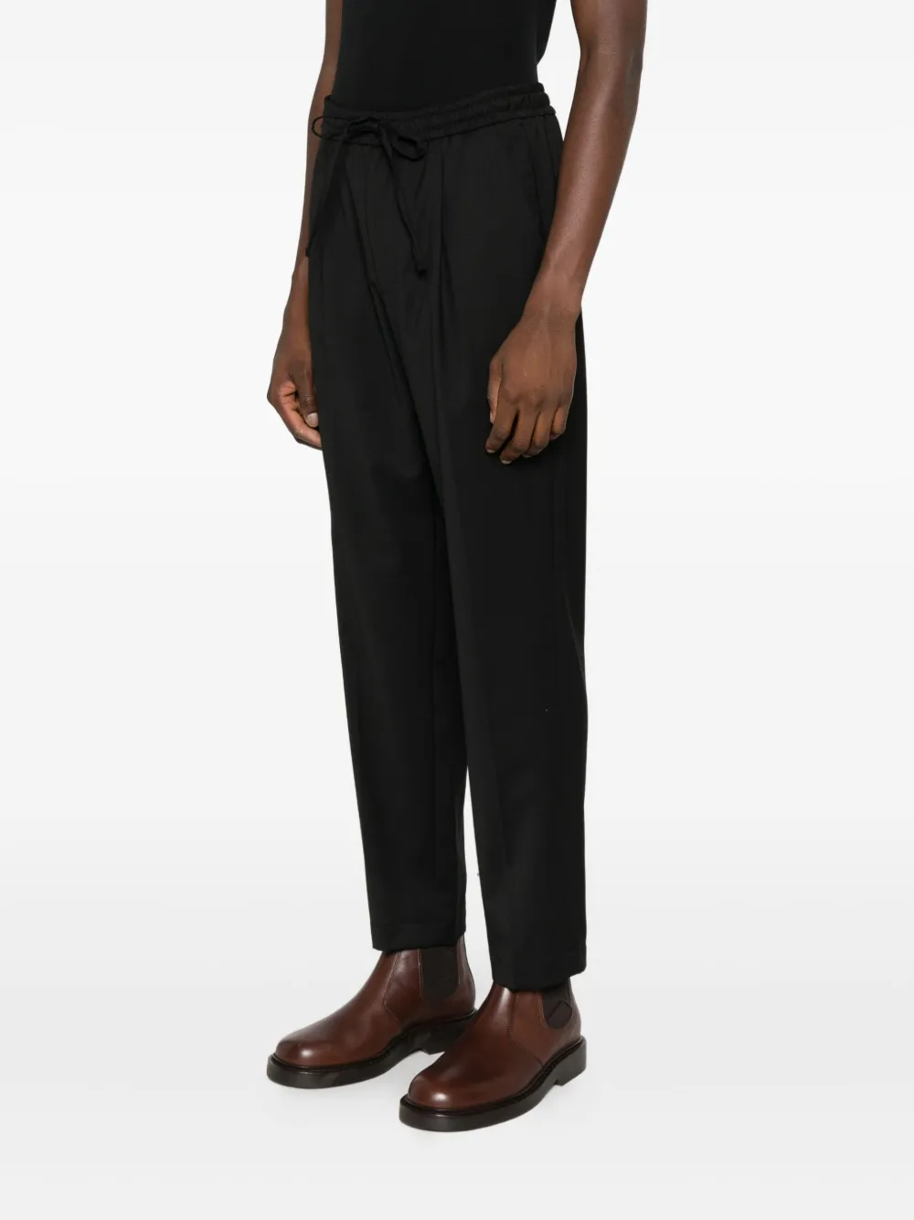 Amaranto Drawstring Straight-leg Trousers In Black