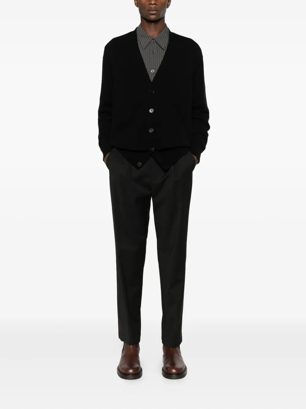 AMARANTO Straight broek met trekkoord - Zwart