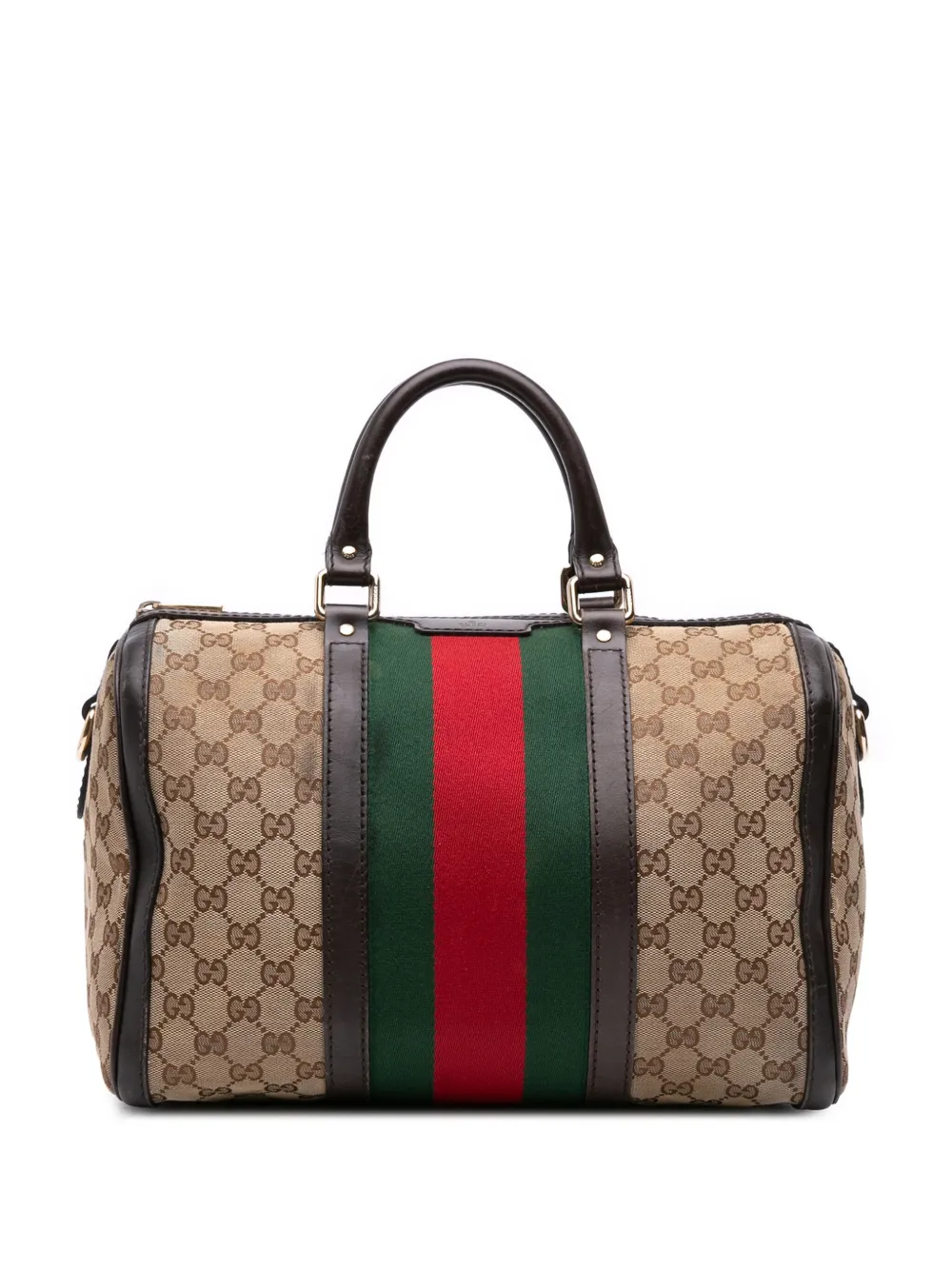 Gucci Pre-Owned 2016-2025 Medium GG Canvas Web Joy Boston Bag satchel | Brown | Image 1