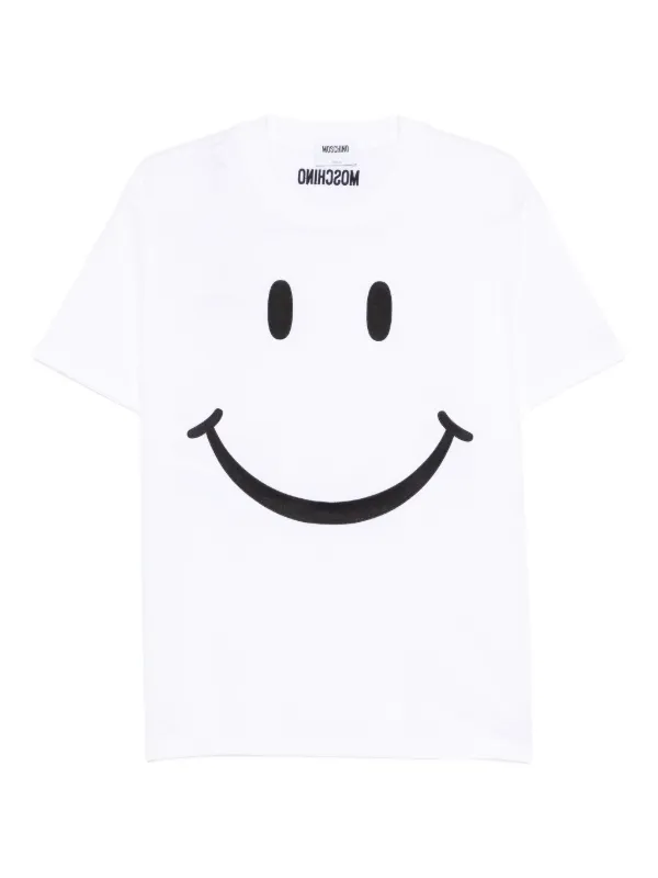 T-shirt Moschino Love Avec Smiley - Blanc, 100% Coton, Neuf Avec étiquettes