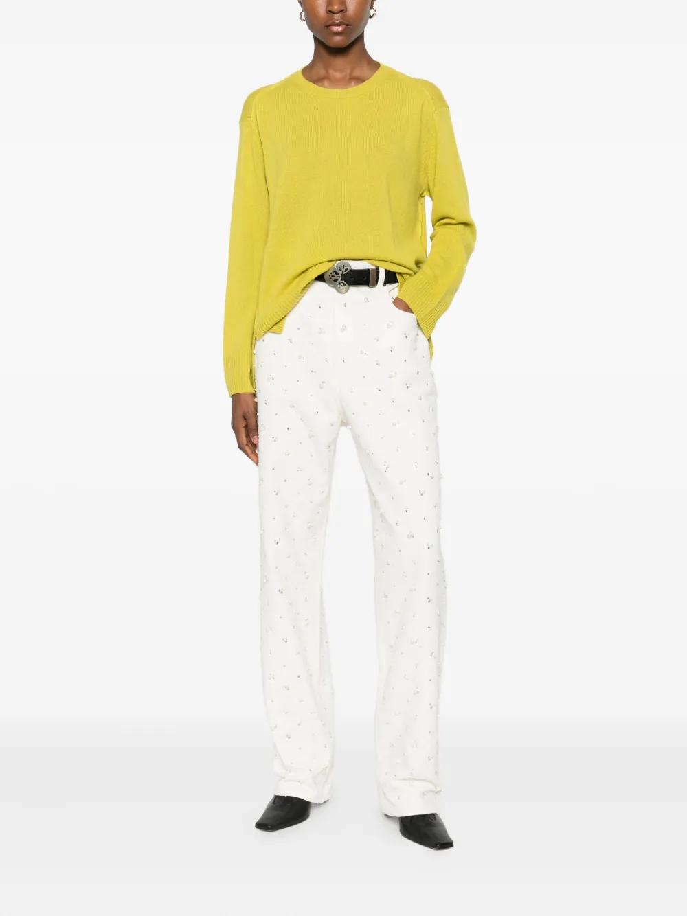 Be You Side-slits Sweater In Yellow