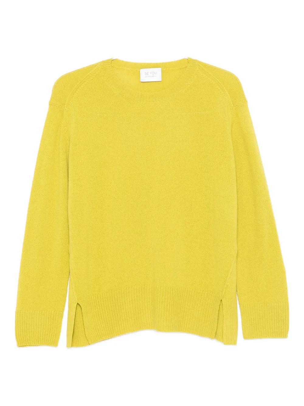 Be You Side-slits Sweater In Yellow