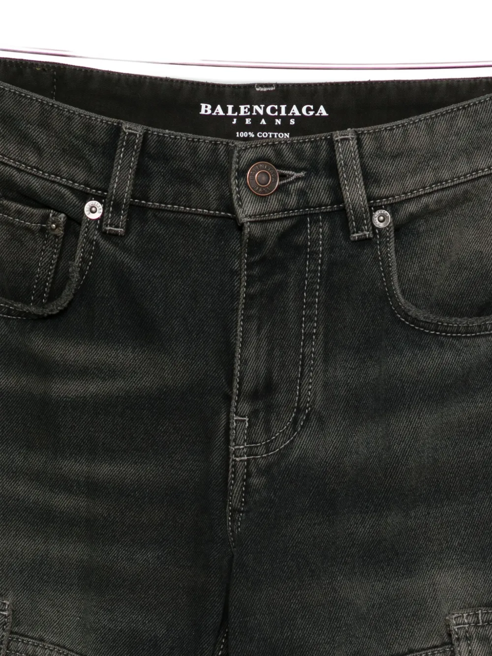 Balenciaga Whiskering-effect Cargo Jeans In Black