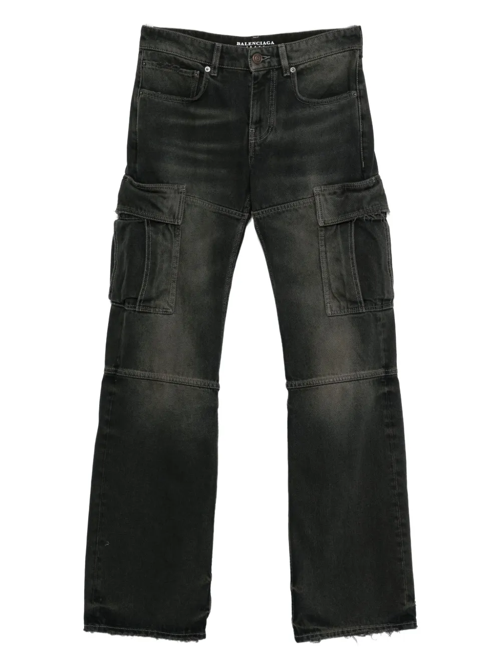 Balenciaga Whiskering-effect Cargo Jeans In Black