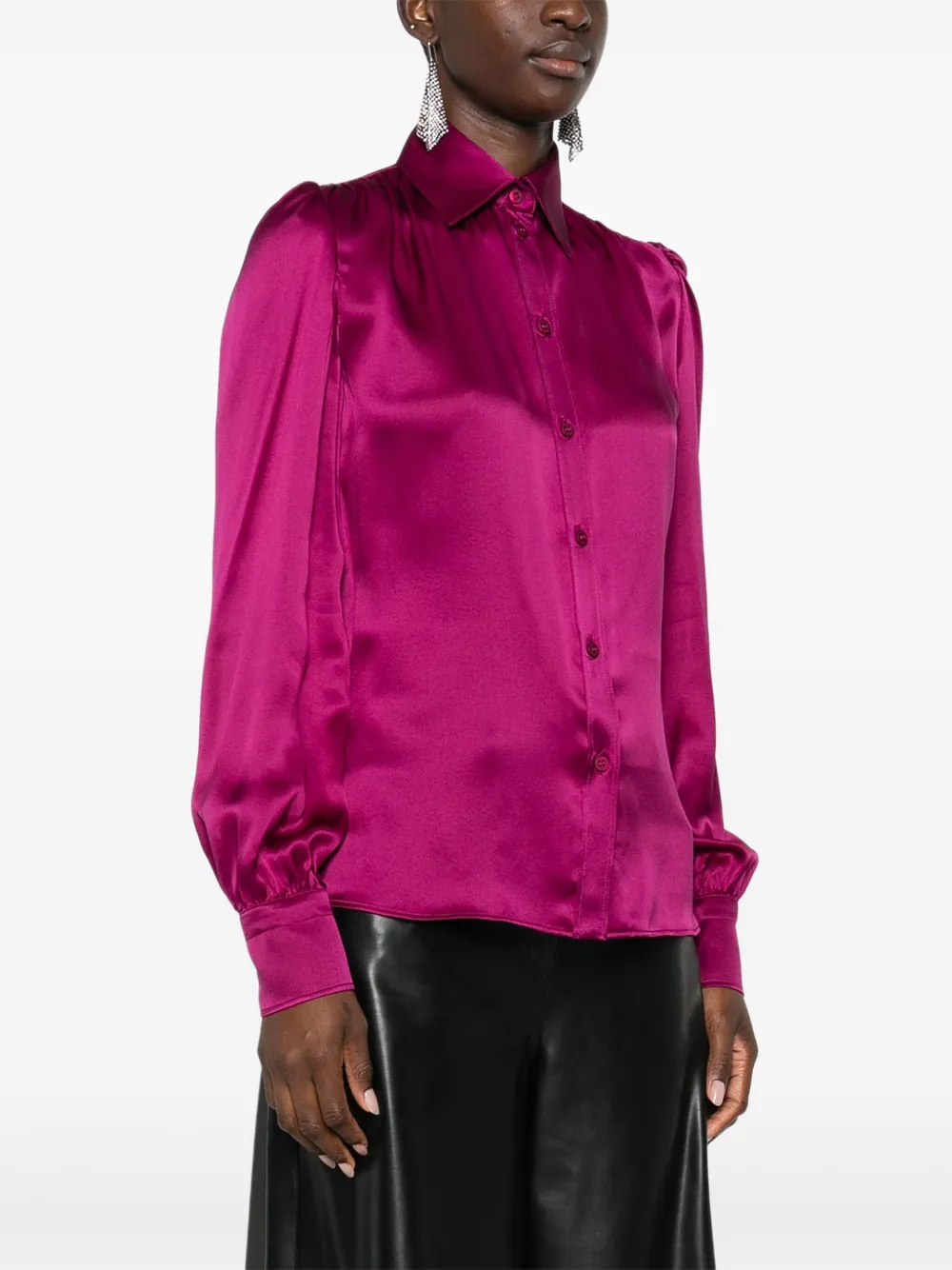 Balenciaga Zijden blouse met pofmouwen Roze