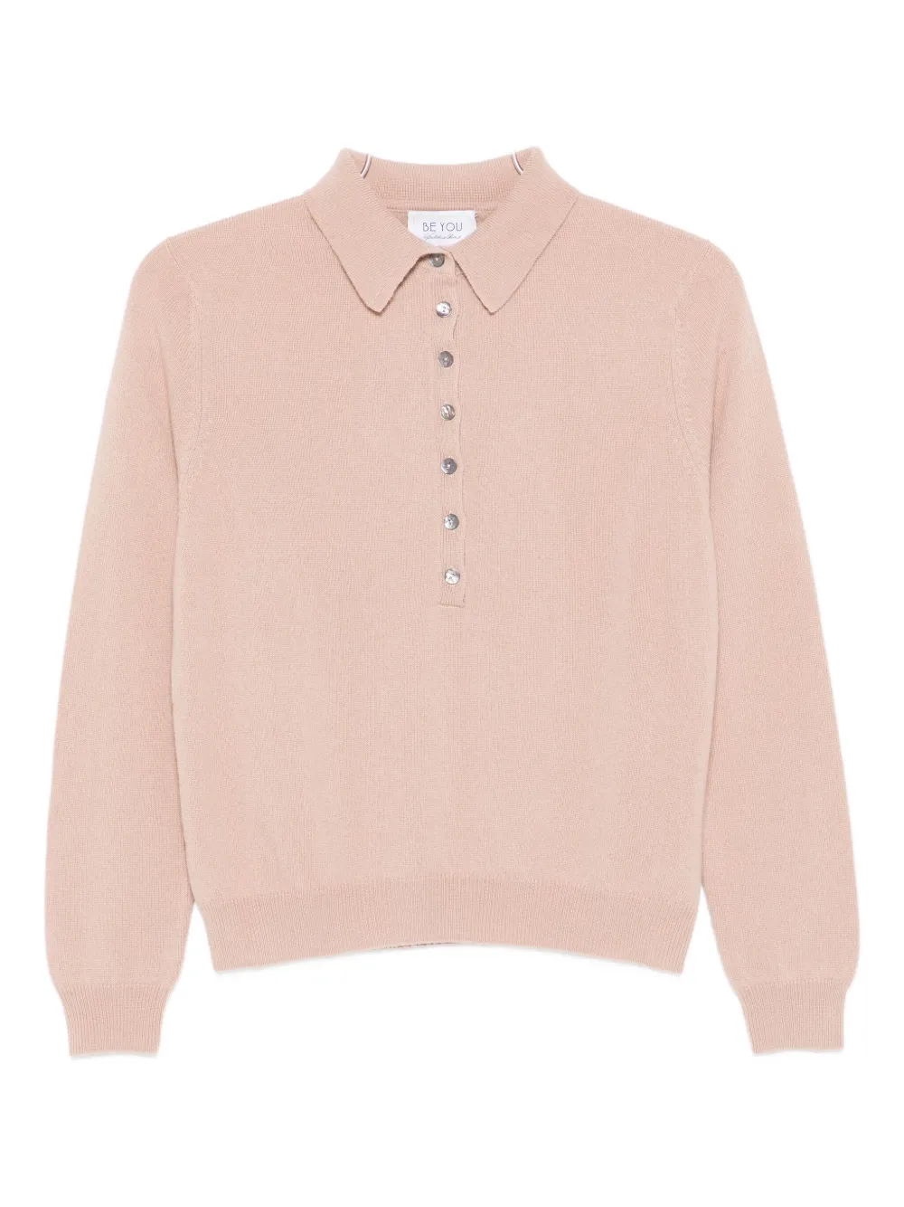 Be You Fine-knit Polo Shirt In Pink