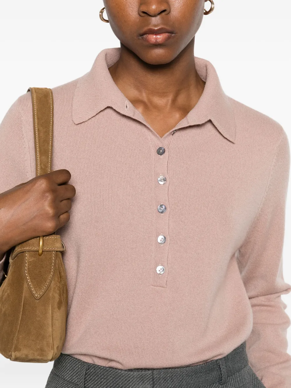 Be You Fine-knit Polo Shirt In Pink