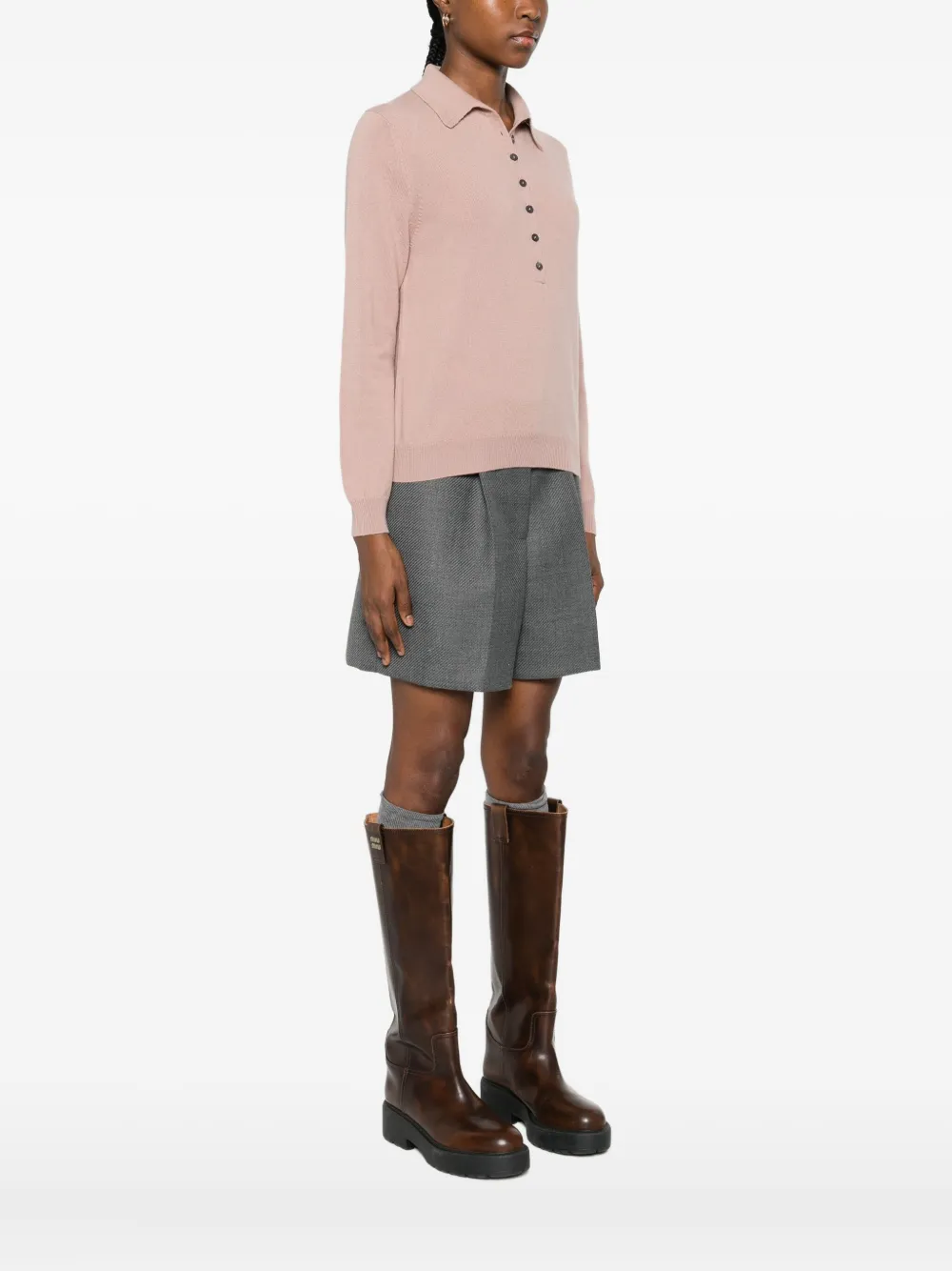 Be You Fine-knit Polo Shirt In Pink