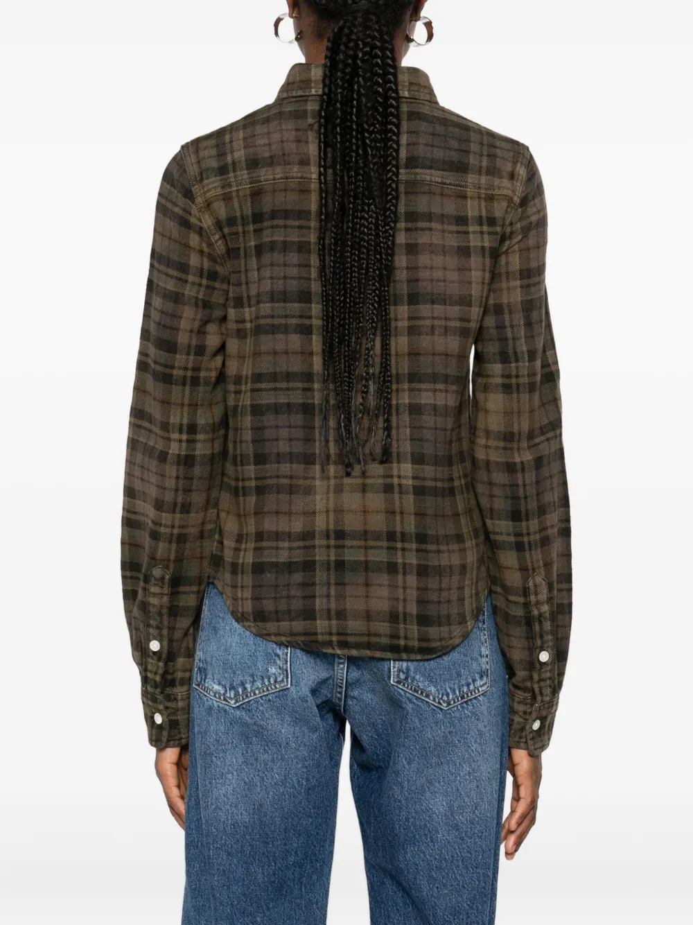 R13 Check-pattern Buttoned Shirt In Green