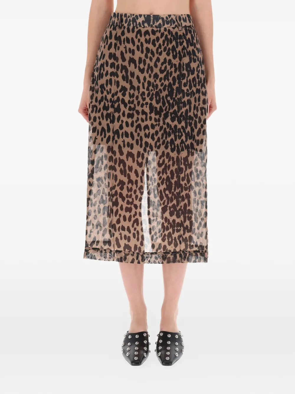 Baum Und Pferdgarten Animal-print Pleated Skirt In Brown