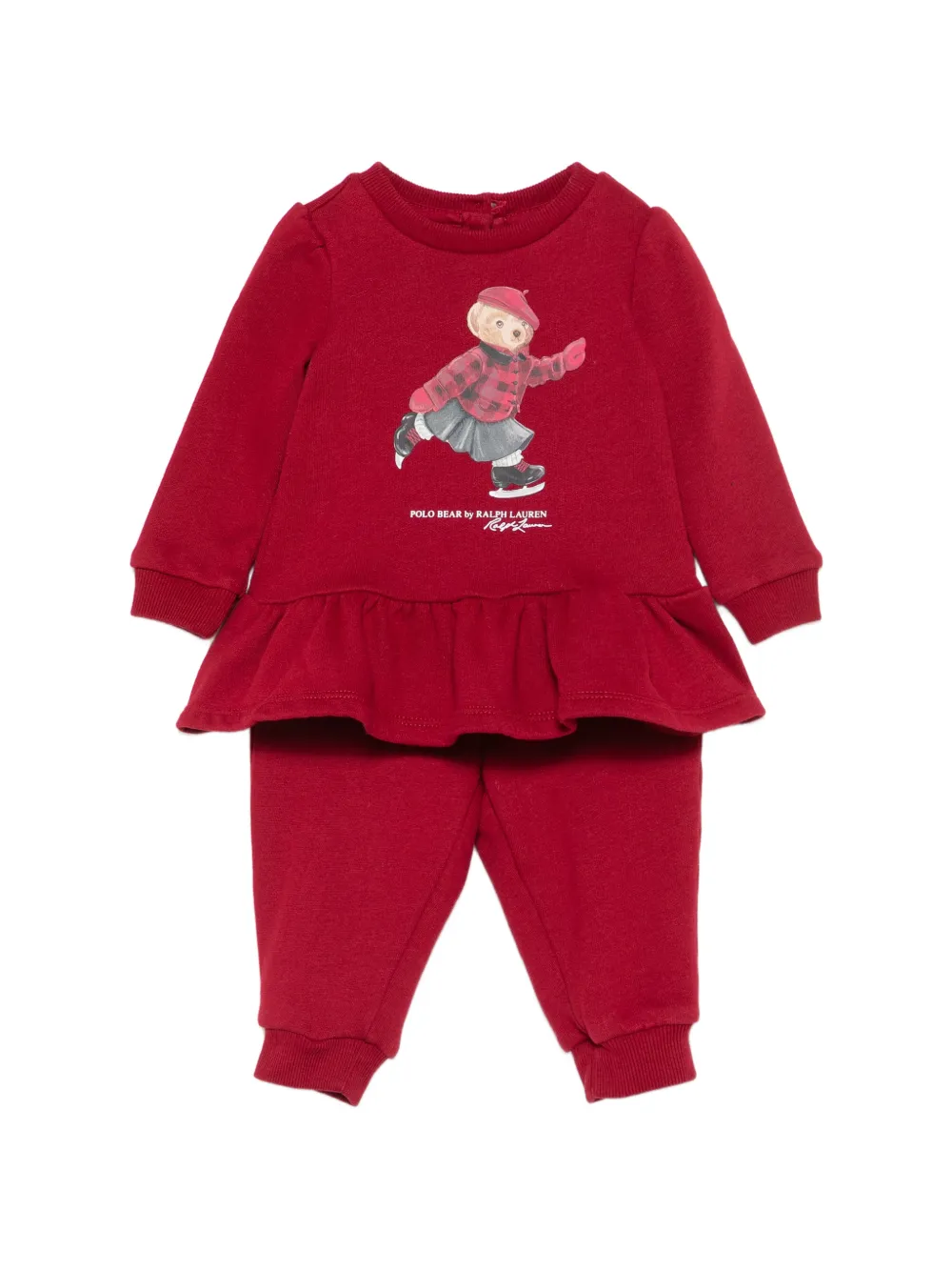 POLO RALPH LAUREN KIDS ruffled-hem trousers and blouse set - Rosso