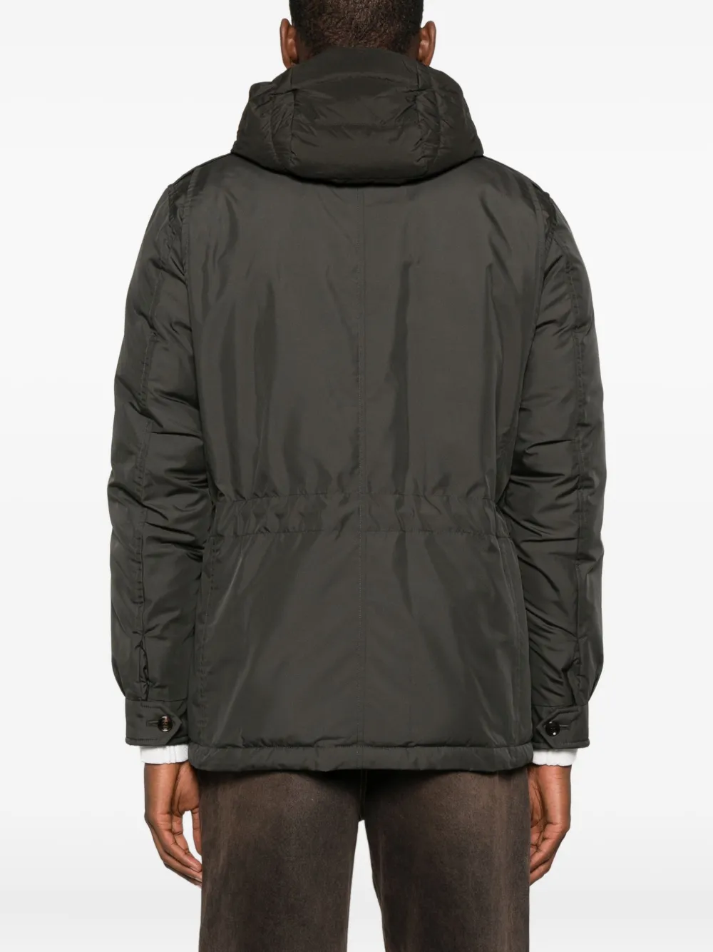 Moorer Water-resistant Brown Goose Down Parka With Removable Hood In Gray