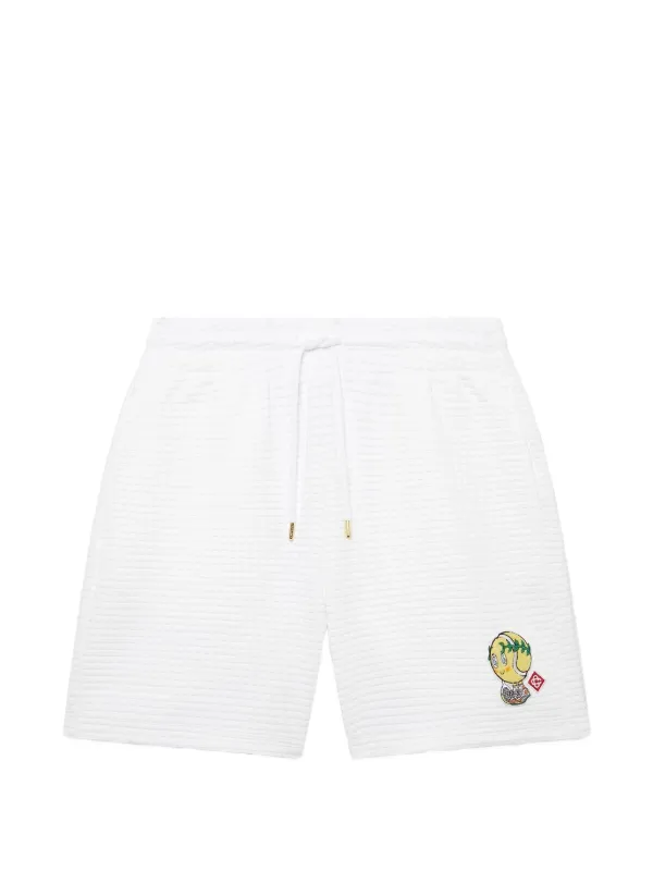 Casablanca Drawstring Graphic Shorts in White