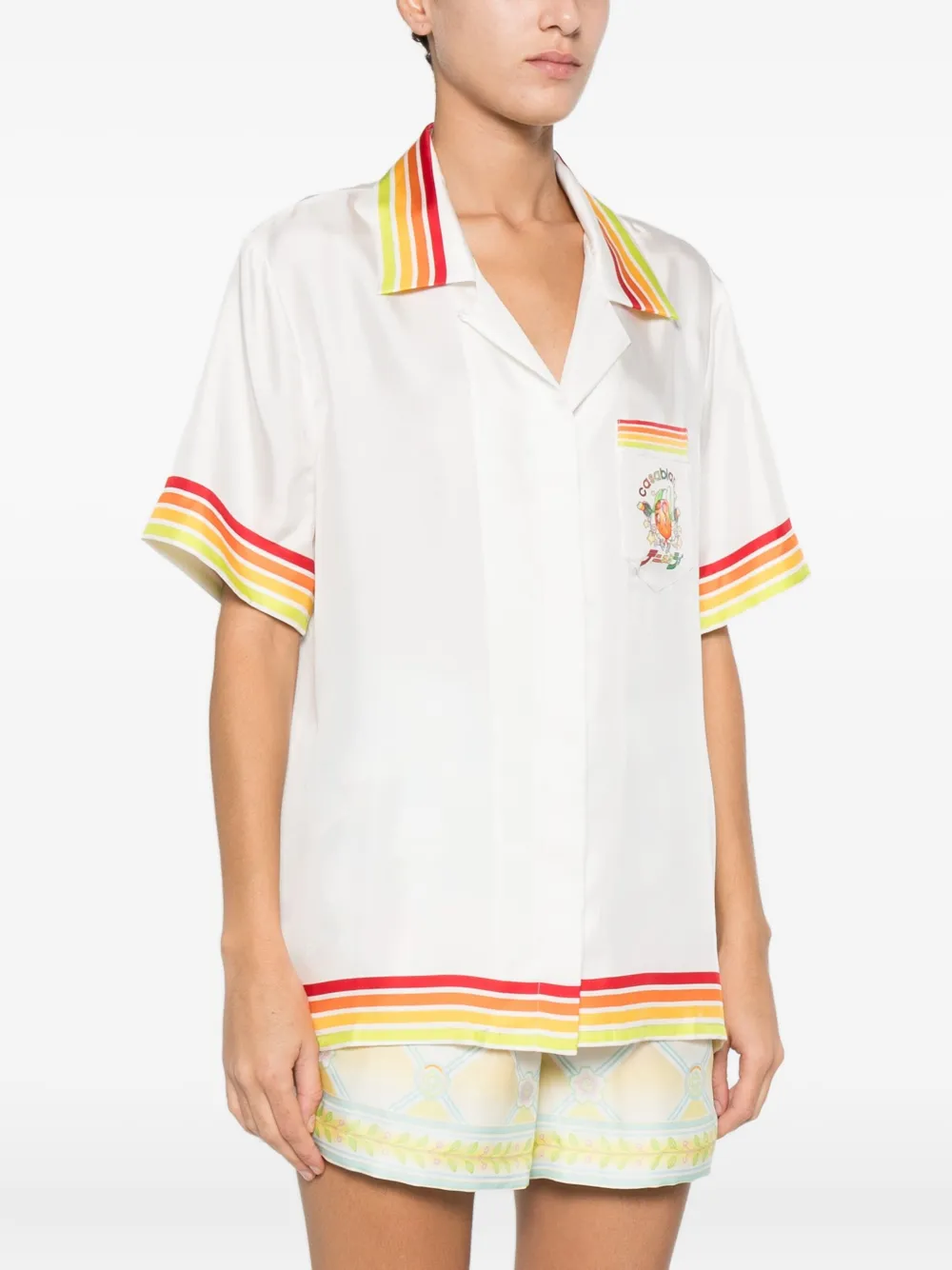 Casablanca Blouse met gestreept detail Wit