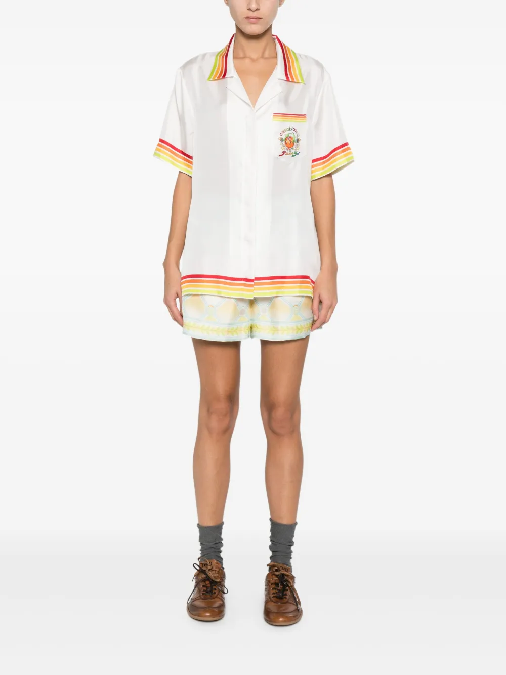 Casablanca Blouse met gestreept detail Wit