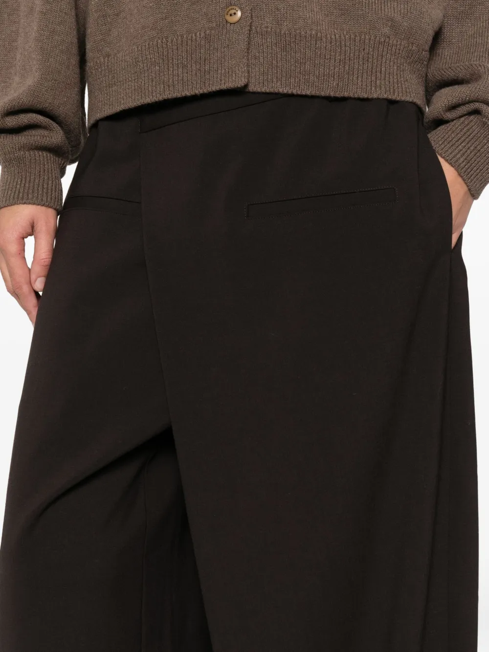 Cordera Crossover-waist Trousers In Brown