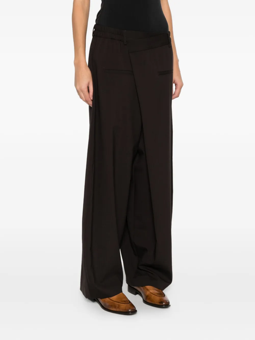 Cordera Crossover-waist Trousers In Brown