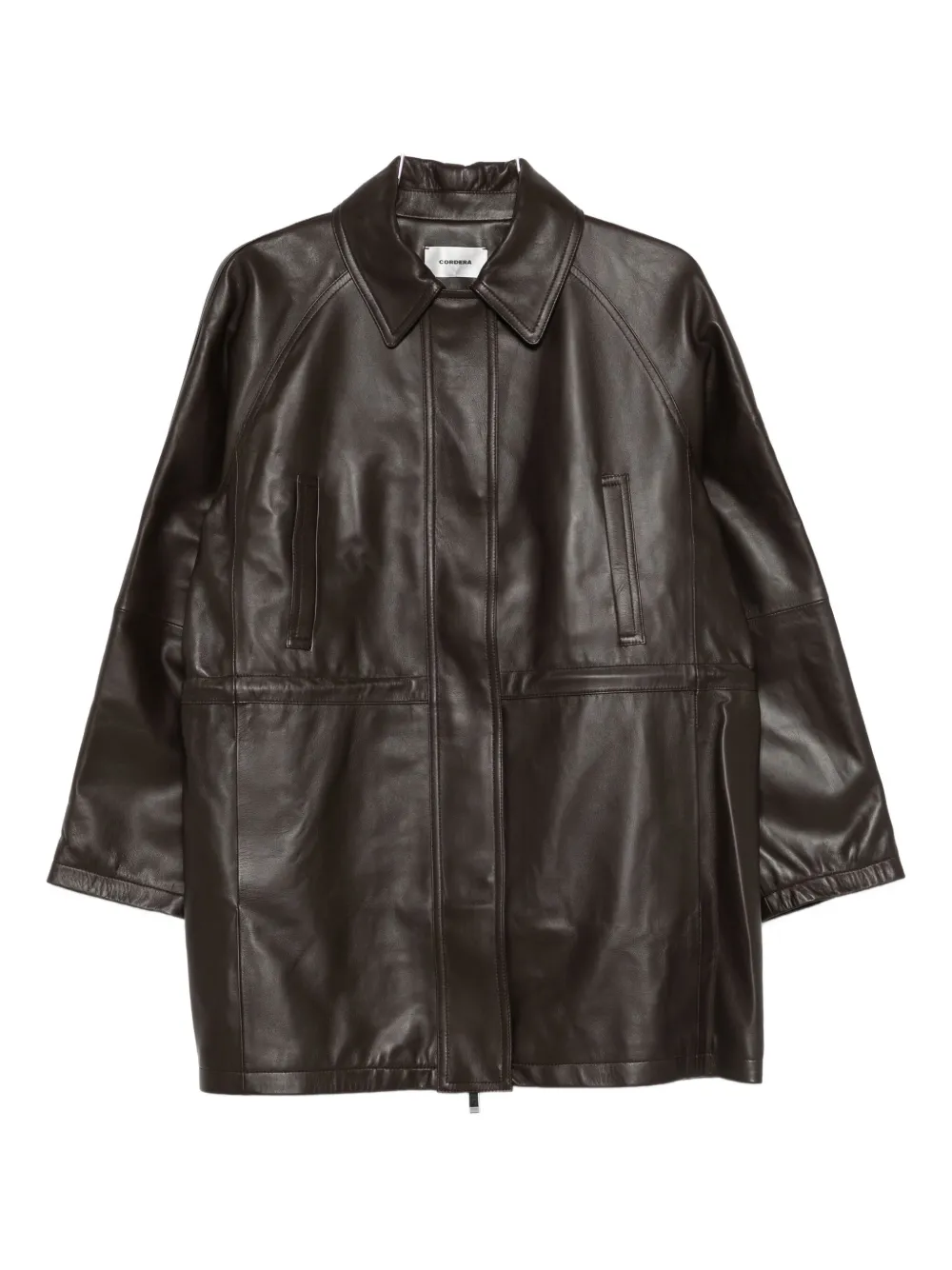 Cordera collared leather coat - Marrone