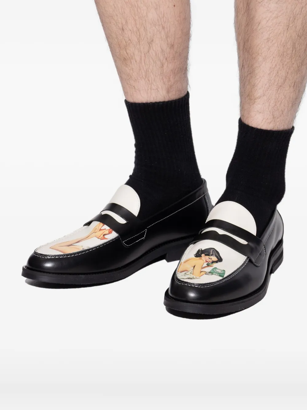 Duke & Dexter Wilde Printed Leather Loafers In Black