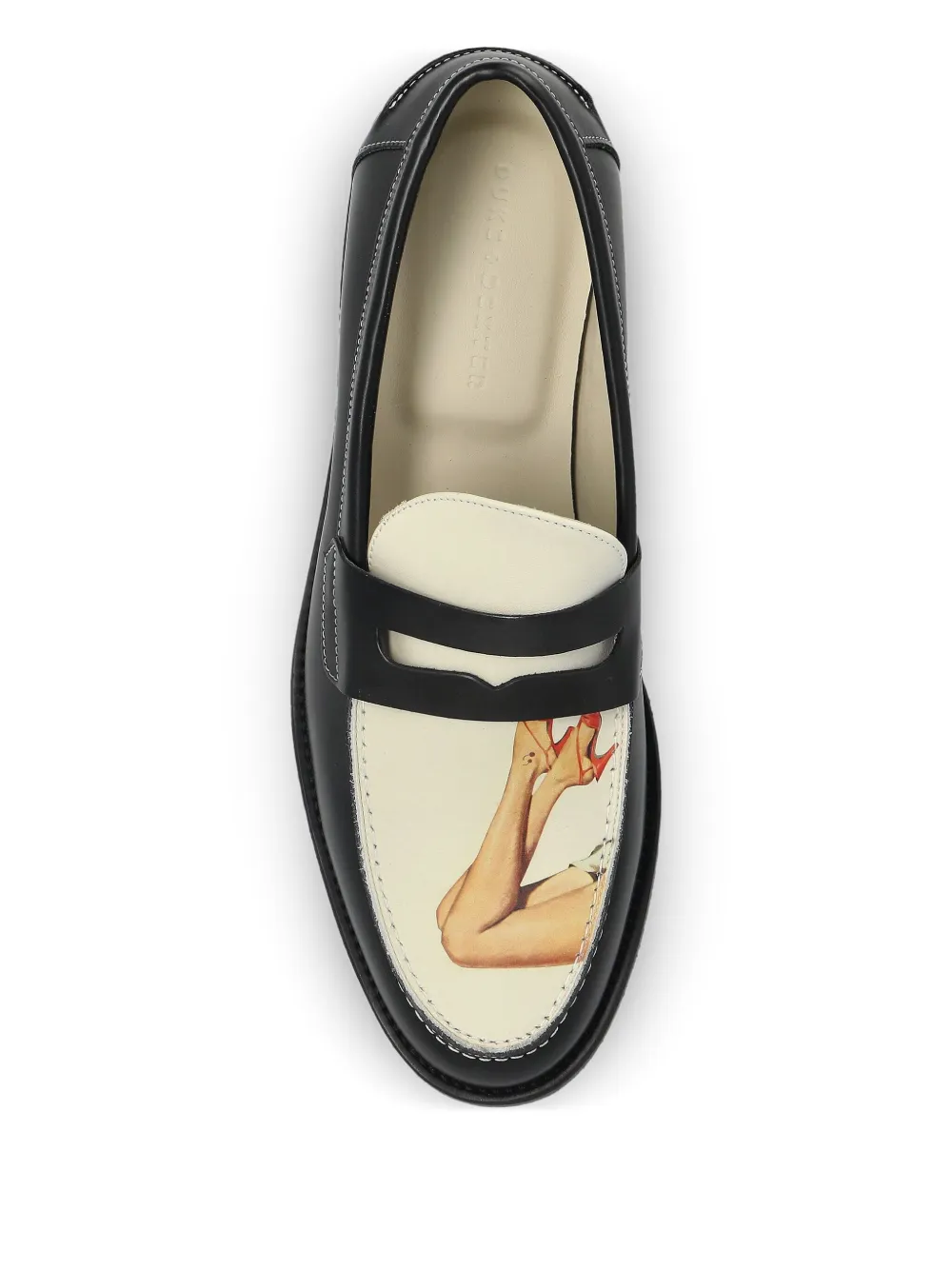 DUKE & DEXTER Wilde leren loafers met print Zwart