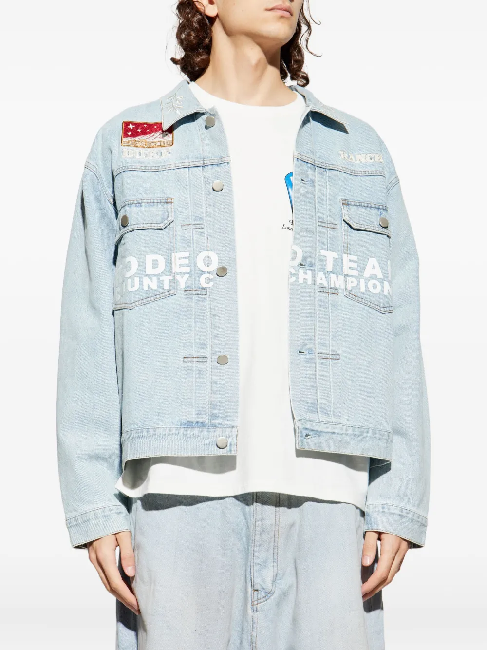 Duke & Dexter Duke Ranch Wreath Embellished Jacket In Blue