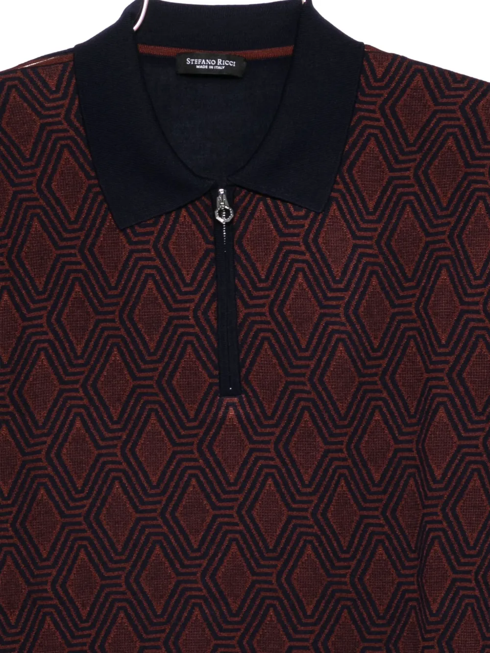 Stefano Ricci Geometric-pattern Polo Shirt In Blue