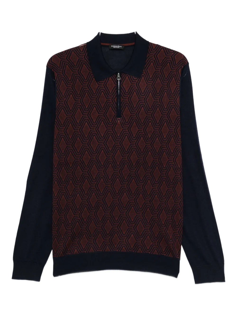 Stefano Ricci Geometric-pattern Polo Shirt In Blue