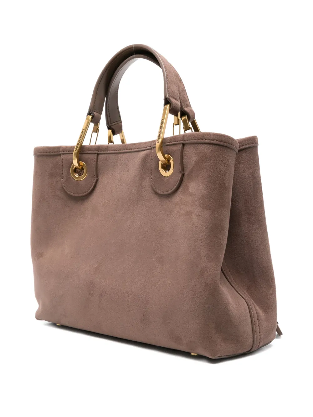 Emporio Armani Logo-lettering Suede Tote Bag In Brown