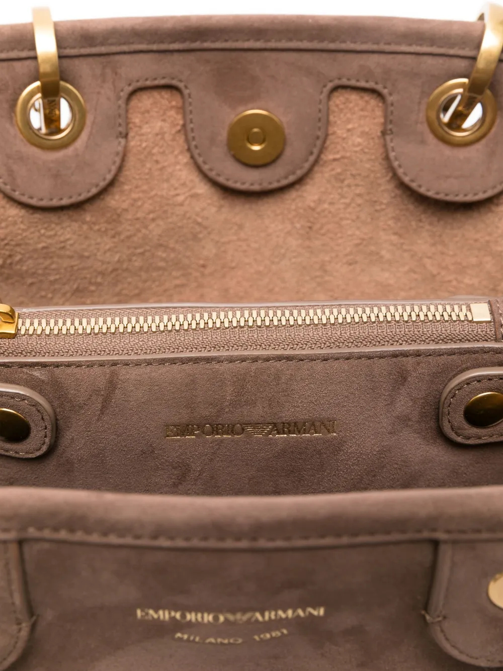 Emporio Armani Logo-lettering Suede Tote Bag In Brown