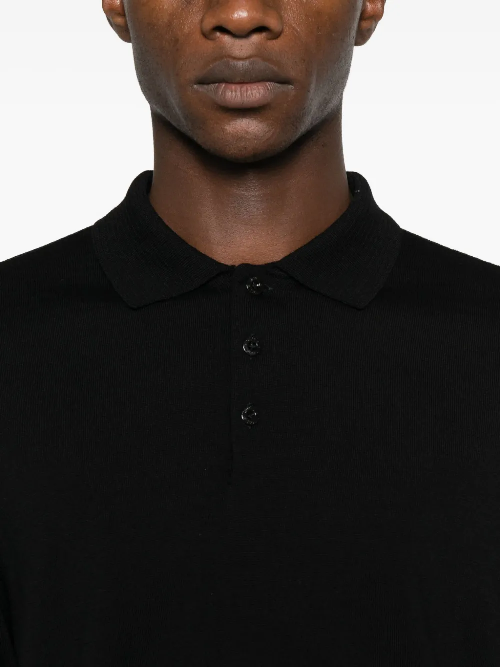 Stone Island Poloshirt met lange mouwen en patch Zwart