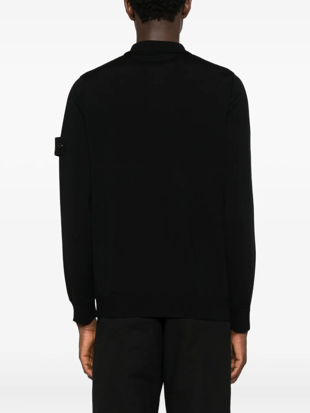 Stone Island Poloshirt met lange mouwen en patch Zwart
