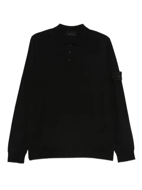 Stone Island playera tipo polo manga larga con parche