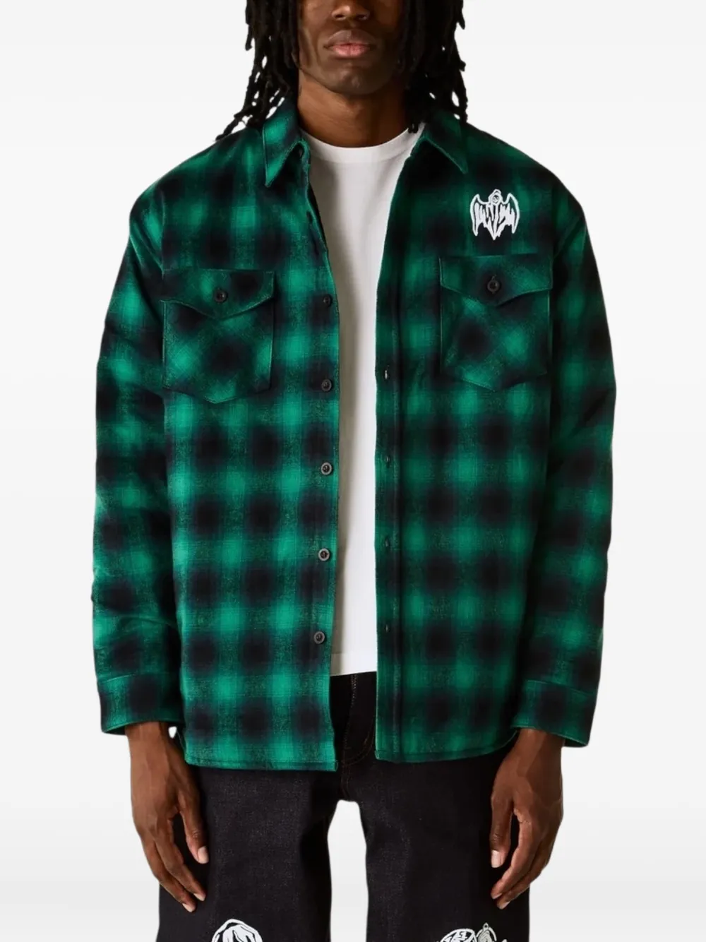  Warren Lotas Checked-pattern Shirt - Green 