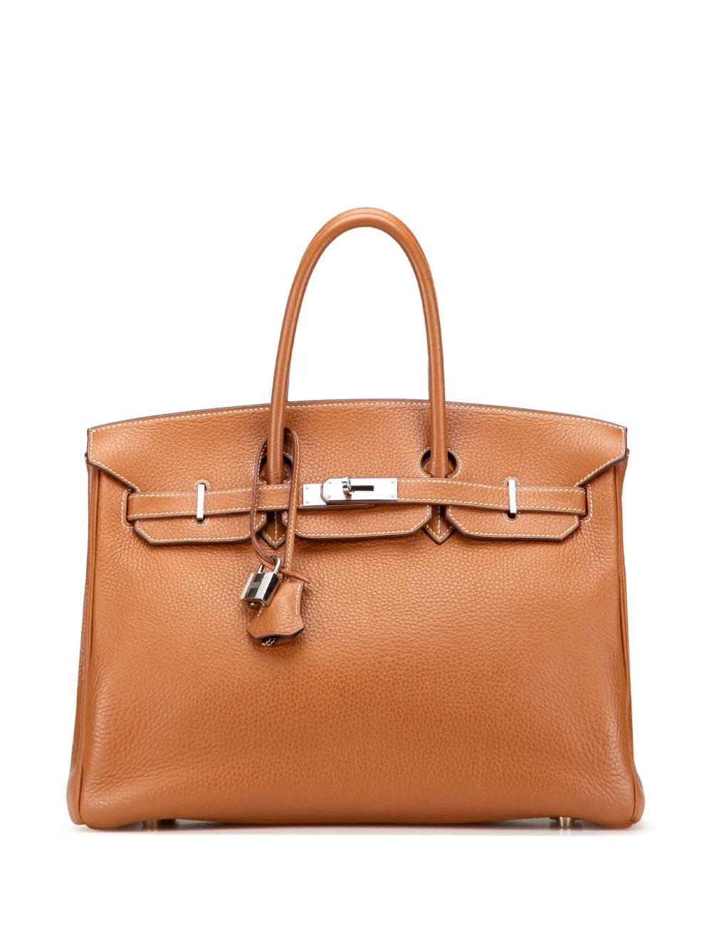 Pre-owned Hermes 2005 Clemence Birkin Retourne 35 Handbag In Brown